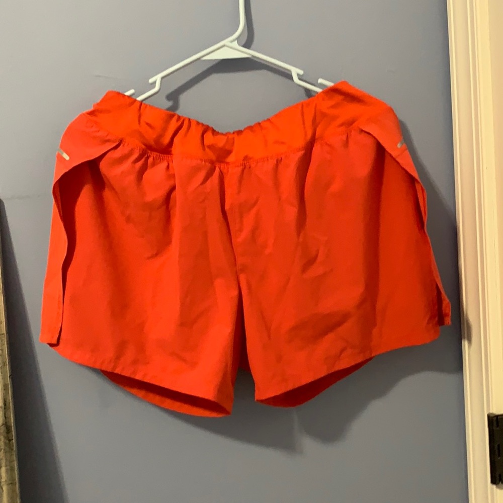 Red running shorts